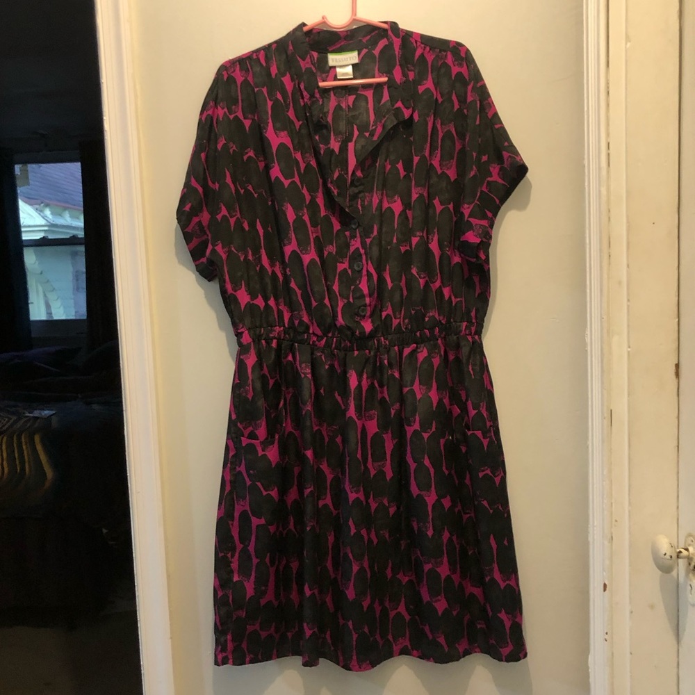 Pink and black shirtdress